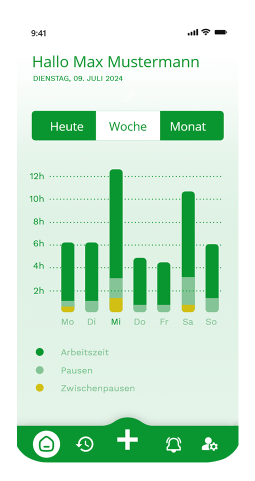 Bamsenet App Wochenuebersicht